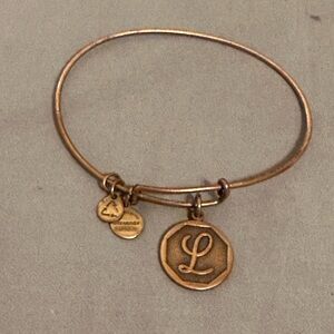 Alex and Ani Gold Monogram 'L' Charm Expandable Bracelet